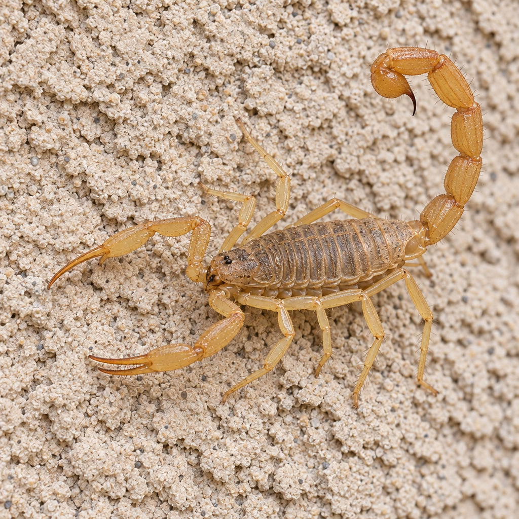 Arizona bark scorpion on a stucco wall