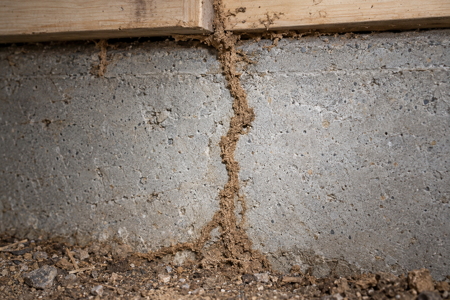 termite mud tubes on a foundation