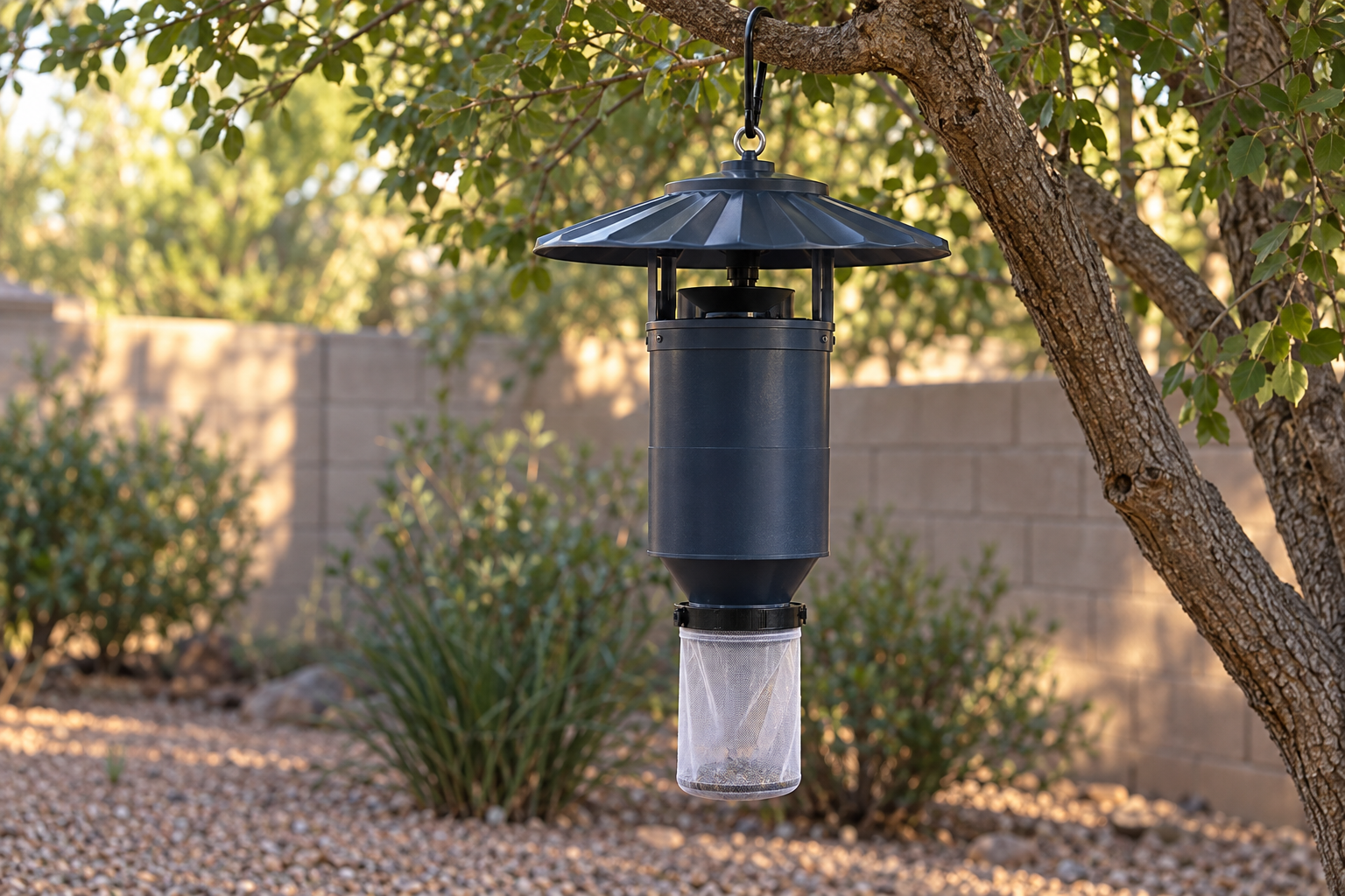mosquito monitoring trap in a yard