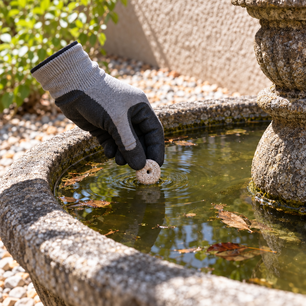 mosquito control check of standing water in a Tucson yard