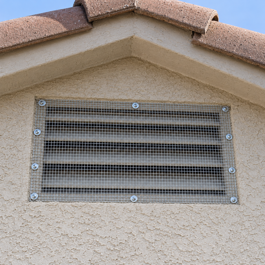 hardware cloth over a roof vent