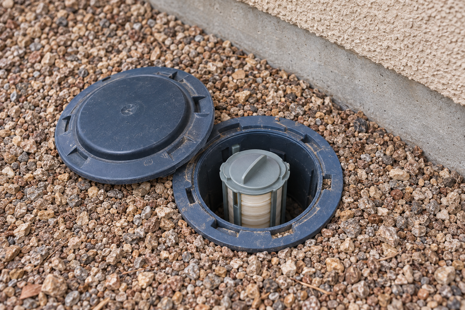 termite bait stations beside a foundation