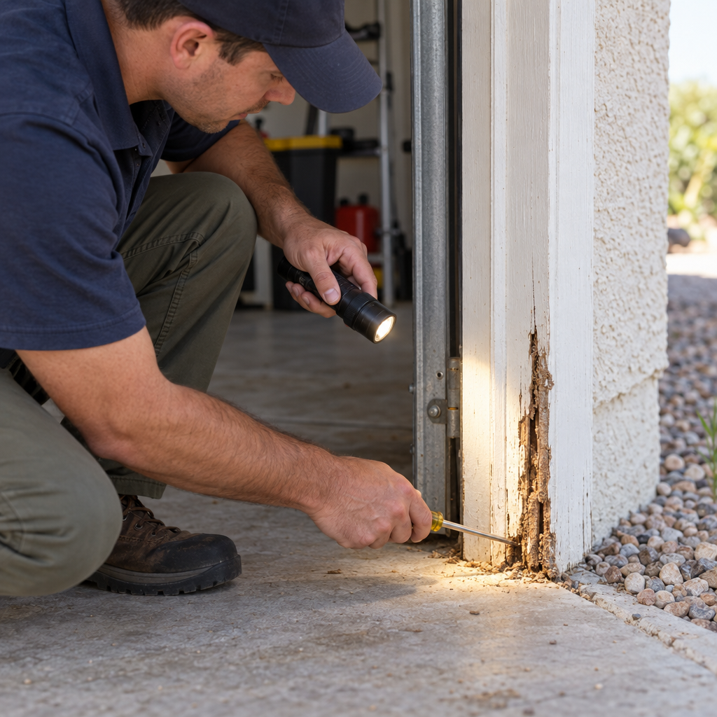 termite control inspection at a Tucson home foundation